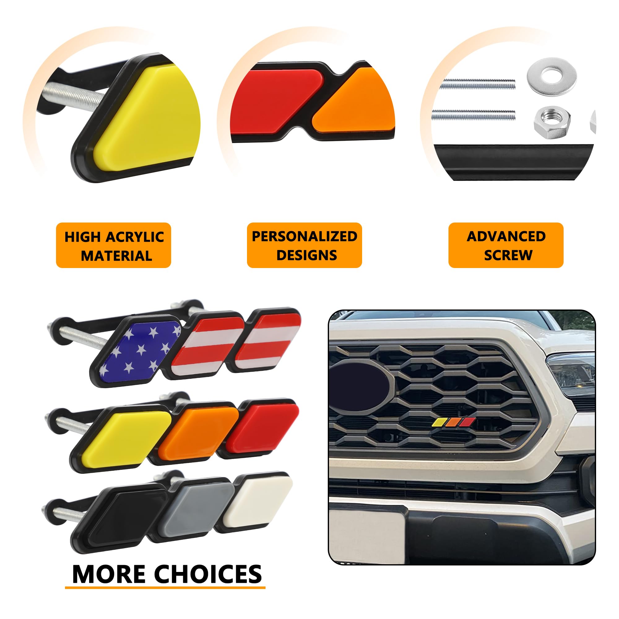 Tri-color Grille Decoration Tri-Color Grille Badge Emblem - Cool Custom Decal For Toyota Trucks & SUVs (Tacoma, 4Runner, Tundra) Toyota Truck Grille Badge - Foto 2