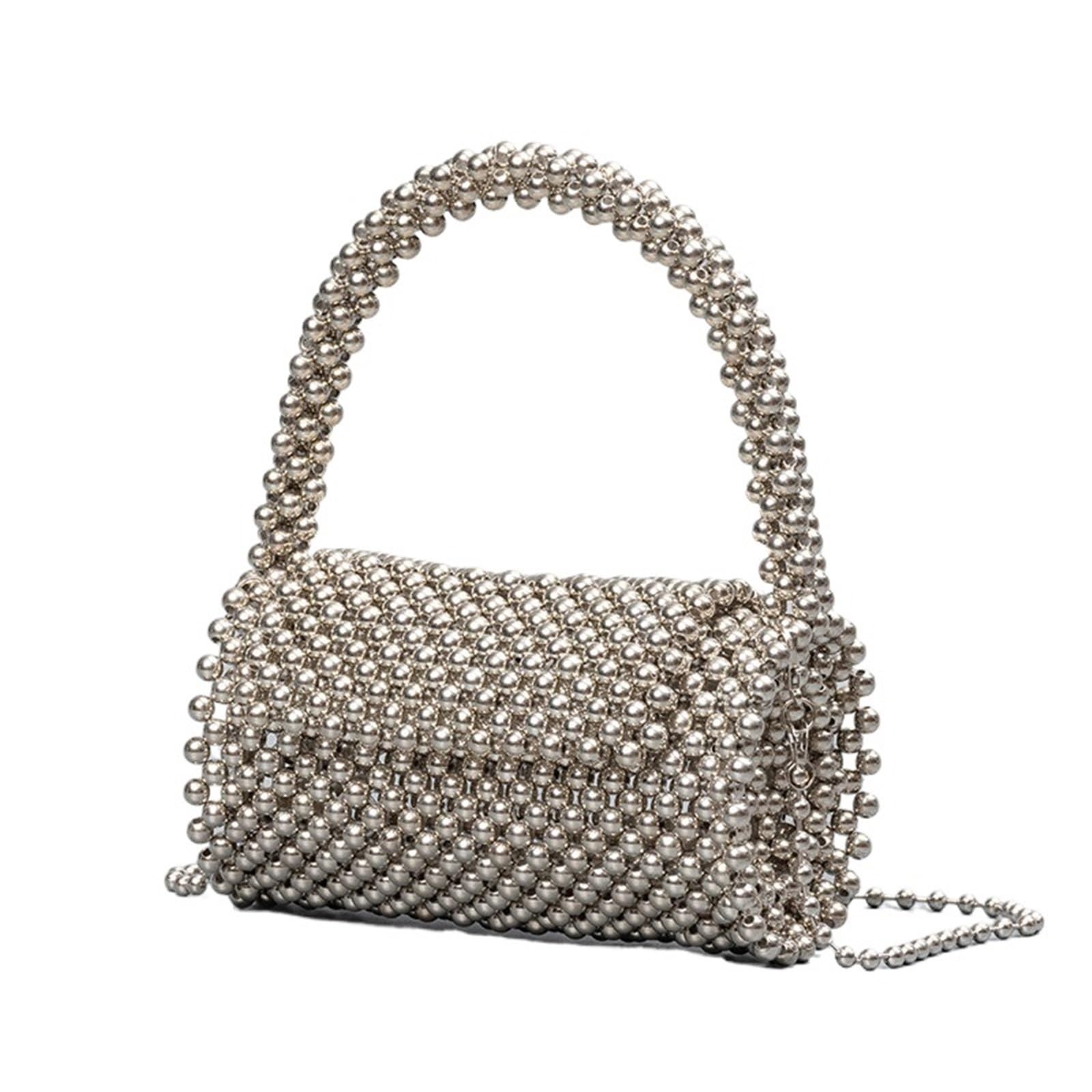 Beaded Bag Handgemachte Damen Abend-Clutch in Zylinderform mit Perlen, einzigartige Perlen-Hochzeitshandtasche, Modedesigner-Umhängetasche