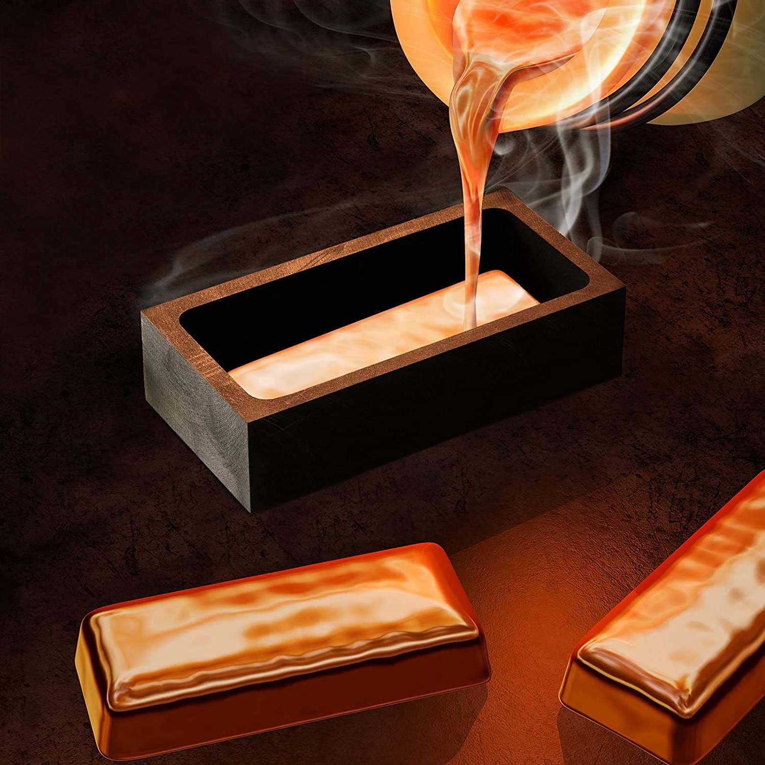 Lingottiera In Grafite Per Fusione Metalli - Stampo Per Oro, Argento, Rame E Alluminio, 1000g/500g - Foto 10