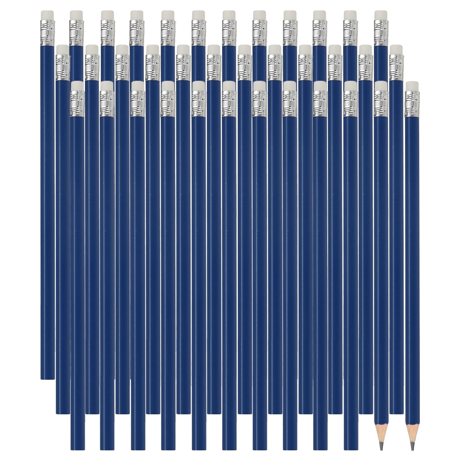 PATIKIL Hexagonal Wooden Pencils Bulk, 48 Pack HB Graphite Pencils with Eraser for Office Supplies, Engineering Marking Writing Art Drawing Supplies, Blue