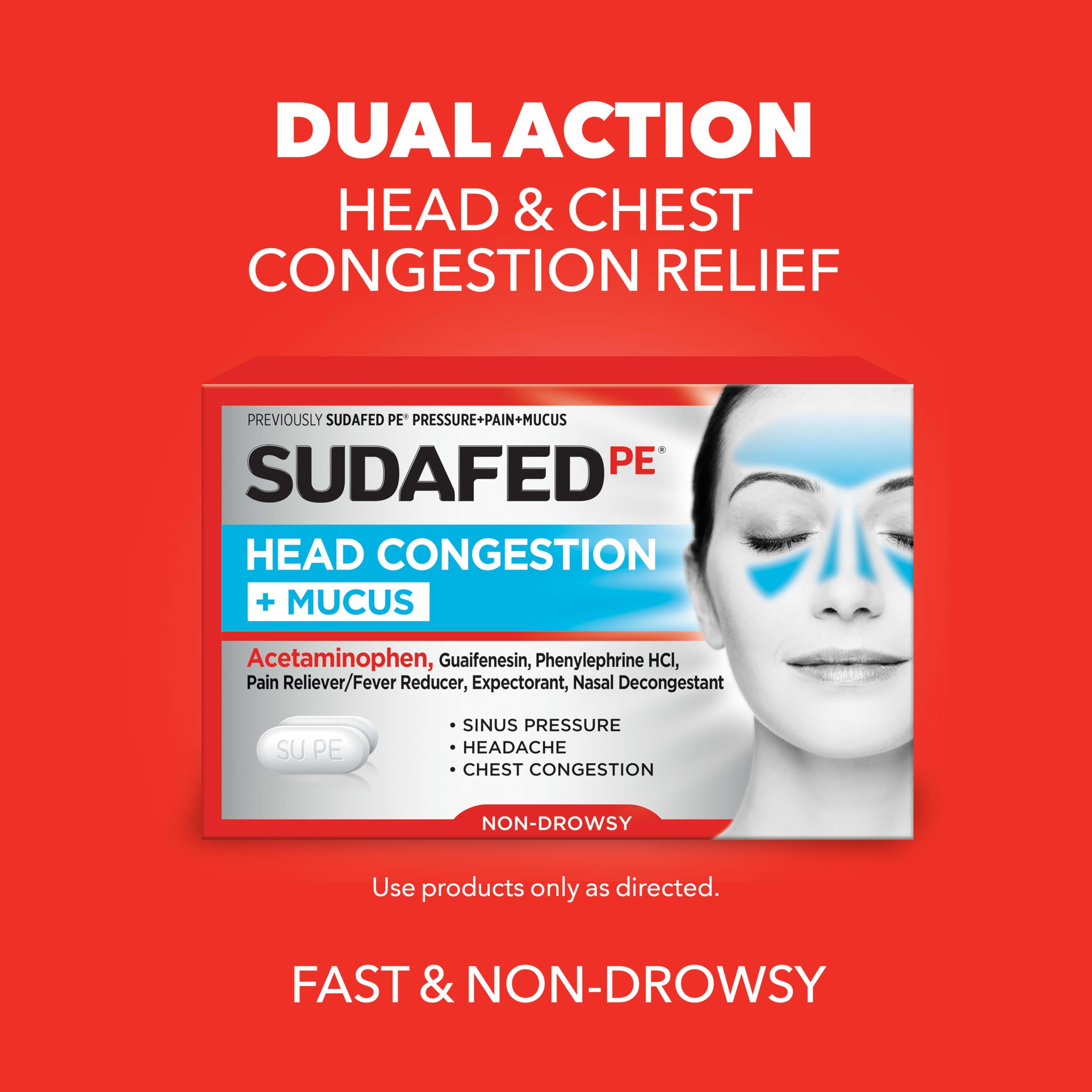 Sudafed PE Head Congestion + Mucus Relief Tablets, Non-Drowsy, 24 Ct — Amazon image 2