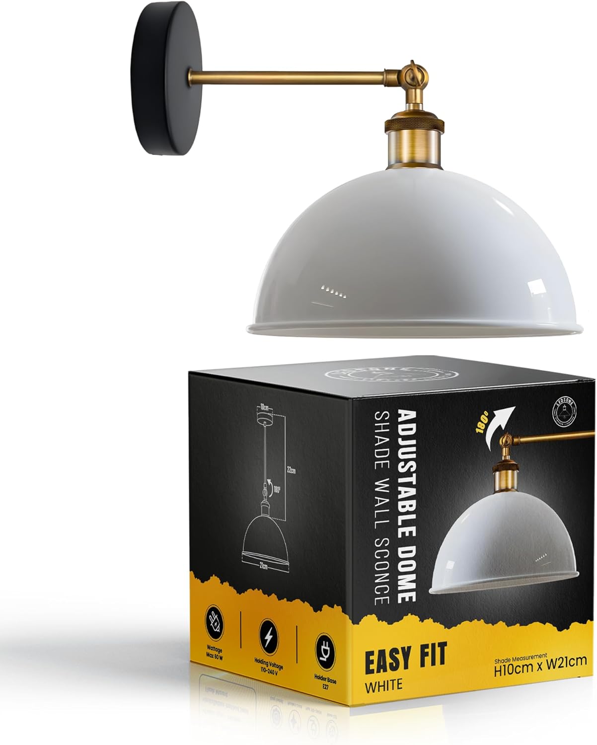 LEDSone Black Gooseneck Barn Light for House 8.6 Inch Cone Interior Lights Fixture with Wall Mount, Indoor Wall Sconce for Garage Porch Patio (Black Inner Gold.)