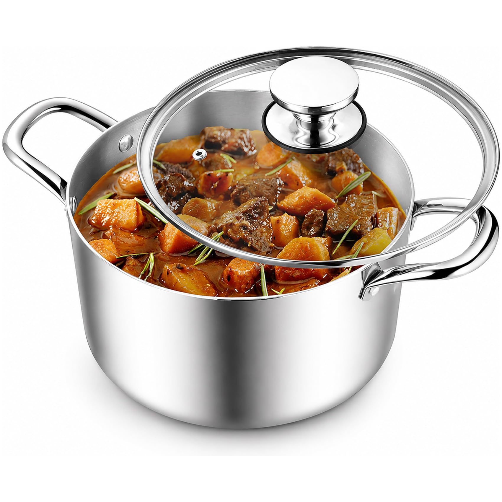 TeamFar 8 Quart Stock Pot, Stainless Steel Tri-ply