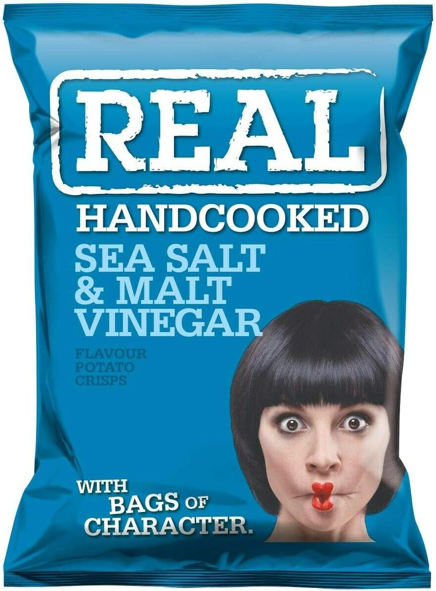 Real Crisps Hand Cooked Sea Salt & Malt Vinegar Flavour 24 x 35g