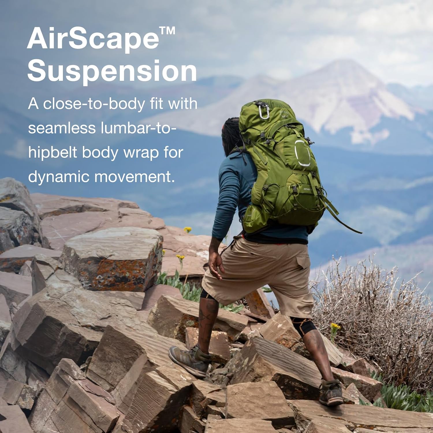 Osprey Aether 55L Men's Backpacking Backpack, Garlic Mustard Green, L/XL