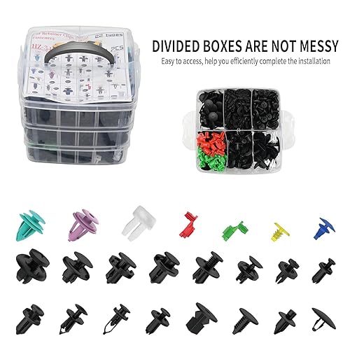 Miniatura 6 de MDEOOSKY Juego de 725 clips de retención de automóvil y sujetadores de plástico, 23 tamaños más populares, remaches de empuje para carrocería de