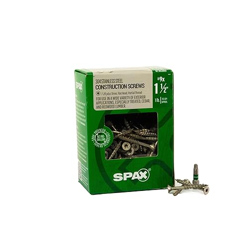 SPAX 4197000450404#9 x 1-12" cabeza plana, acero inoxidable 304, tornillo de construcción de cubierta, unidad T-Star+ (broca incluida), 155 unidades
