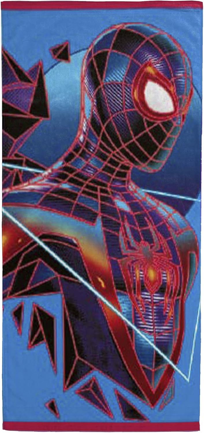 Jay Franco Marvel Spiderman Miles Morales Gamerverse Be Greater Large Kids Bath/Pool/Beach Towel - Super Soft & Absorbent Fade Resistant Cotton Towel, Measures 34x 64 inches (Official Marvel Product)