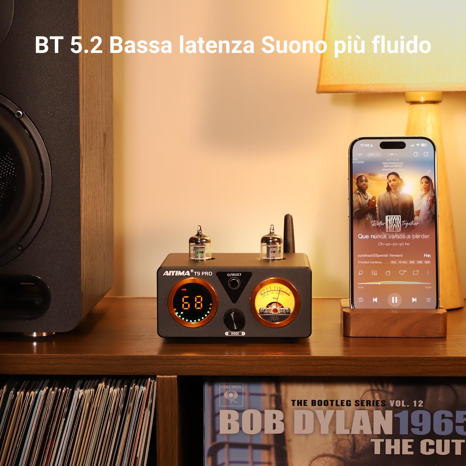 AIYIMA T9PRO JAN5725 Amplificatore a valvole 100Wx2 TPA3250 Stereo USB DAC Amp QCC3040 Bluetooth aptxHD COAX/OPT Amplificatori digitali Hi-Fi per audio domestico con VU Meter (alimentatore 32V)