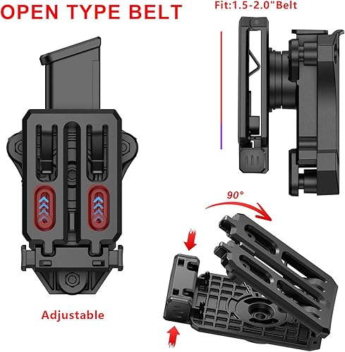 Miniatura 4 de Bolsa de revista individual, universal 0.354 in .40 Mag Holder Double Stack Mag. Funda de paleta 1911 de una sola pila. Bolsa para cinturón con Adj.