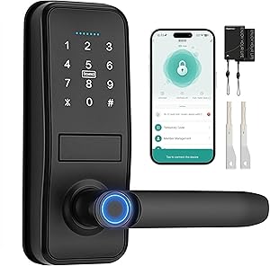 Cerradura Inteligente WIFI - 7 en 1 Cerradura Electronica,Tuya App, IC Card, NFC, Huellas Dactilares, Contraseña Digital, Llave Mecánica,Biometric Smart Door Lock, Bloqueo Automático