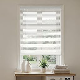 DEZ FURNISHINGS Premium Cordless 1" Room Darkening Vinyl Mini Blinds, 26" W x 48" H, White