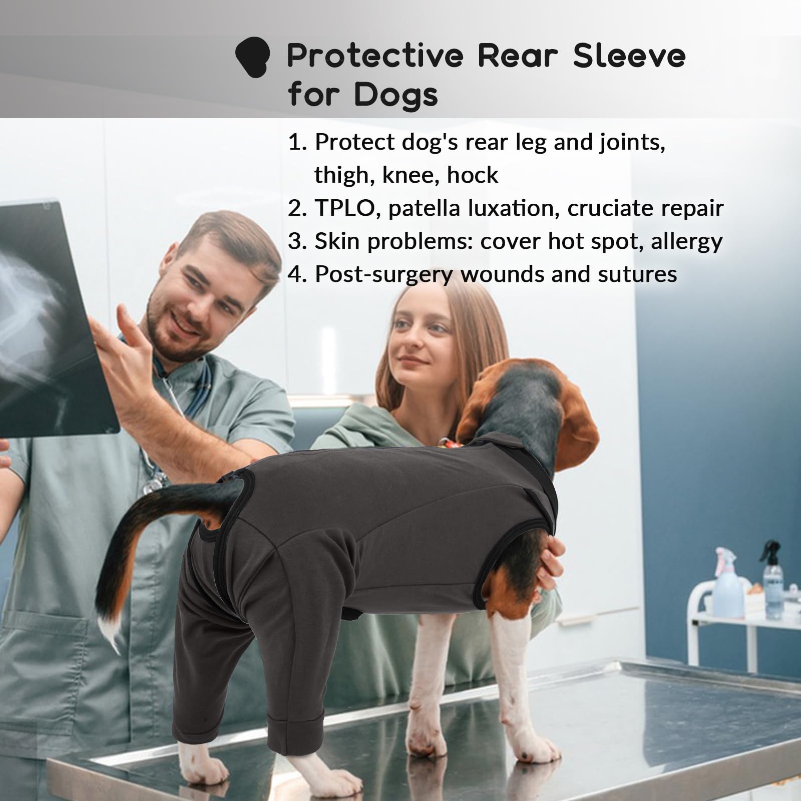 Body Chien, Body Post Operatoire Femelle Combinaison après Chirurgie Combinaison d’Opération de Chien Vêtements Chirurgicaux Anti-Léchage Gilet Post-Opératoire(Gris, M)