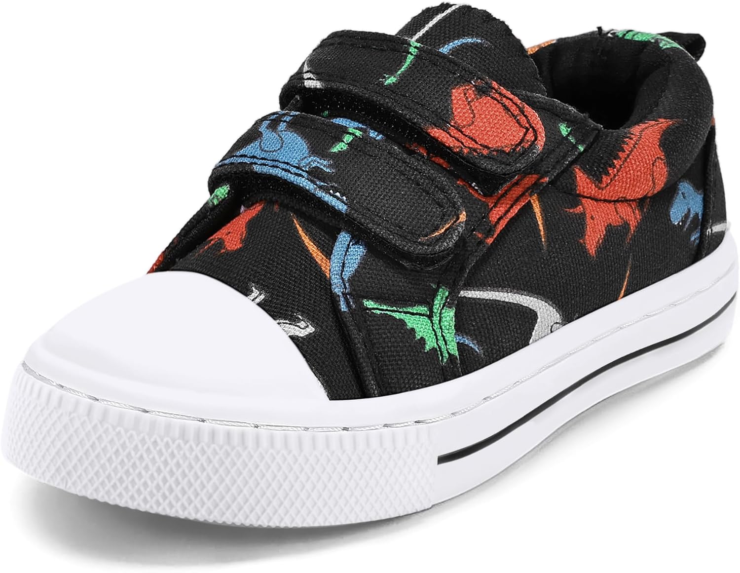 K KomForme Toddler Boys & Girls Shoes Kids Canvas Sneakers with Cartoon Dual Hook and Loops