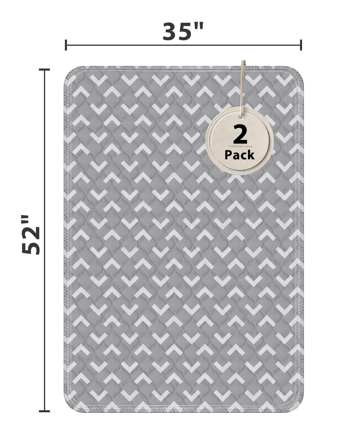 Rutschfeste Bettunterlagen für Inkontinenz, waschbar (91,4 x 132,1 cm, 2 Stück), wasserdichte Bettunterlagen, Bettnässungsunterlagen für Bett, Sofa, Boden, wiederverwendbare Unterlagen für Erwachsene,