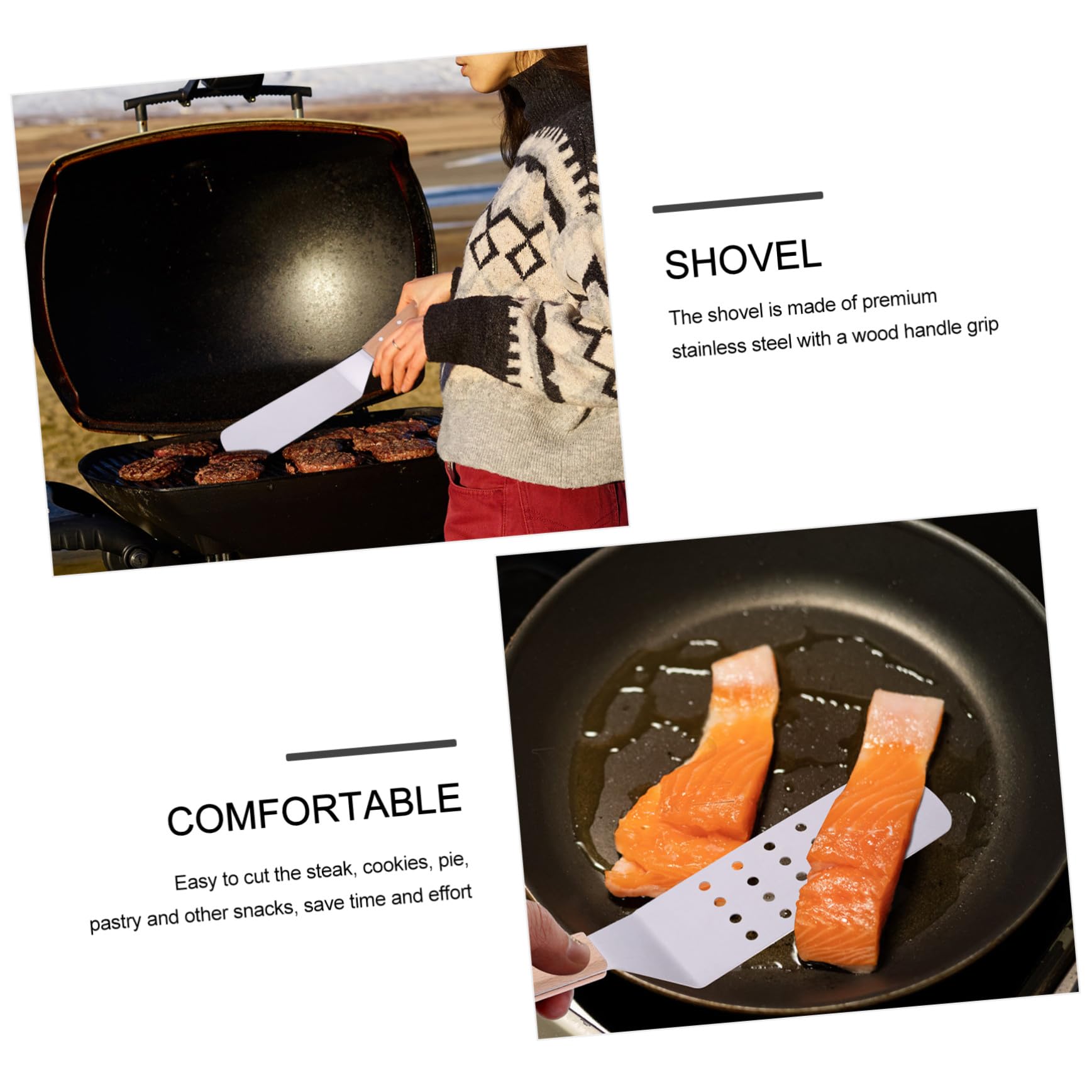 Espátulas de Acero Inoxidable Resistente y No Deformable Juego de 5 Mango de Madera Pala para Pizza para Cocina Adecuado para Uso en Cocina