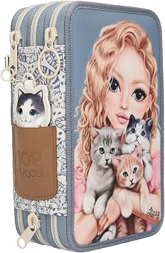 Depesche TOPModel 3 Bölmeli Kalem Kutusu, Kız Çocukları için Kedi Aşk Hediyeleri, Çok Renkli, TOPModel Cat Love, Çok Renkli, TOPModel Cat Love