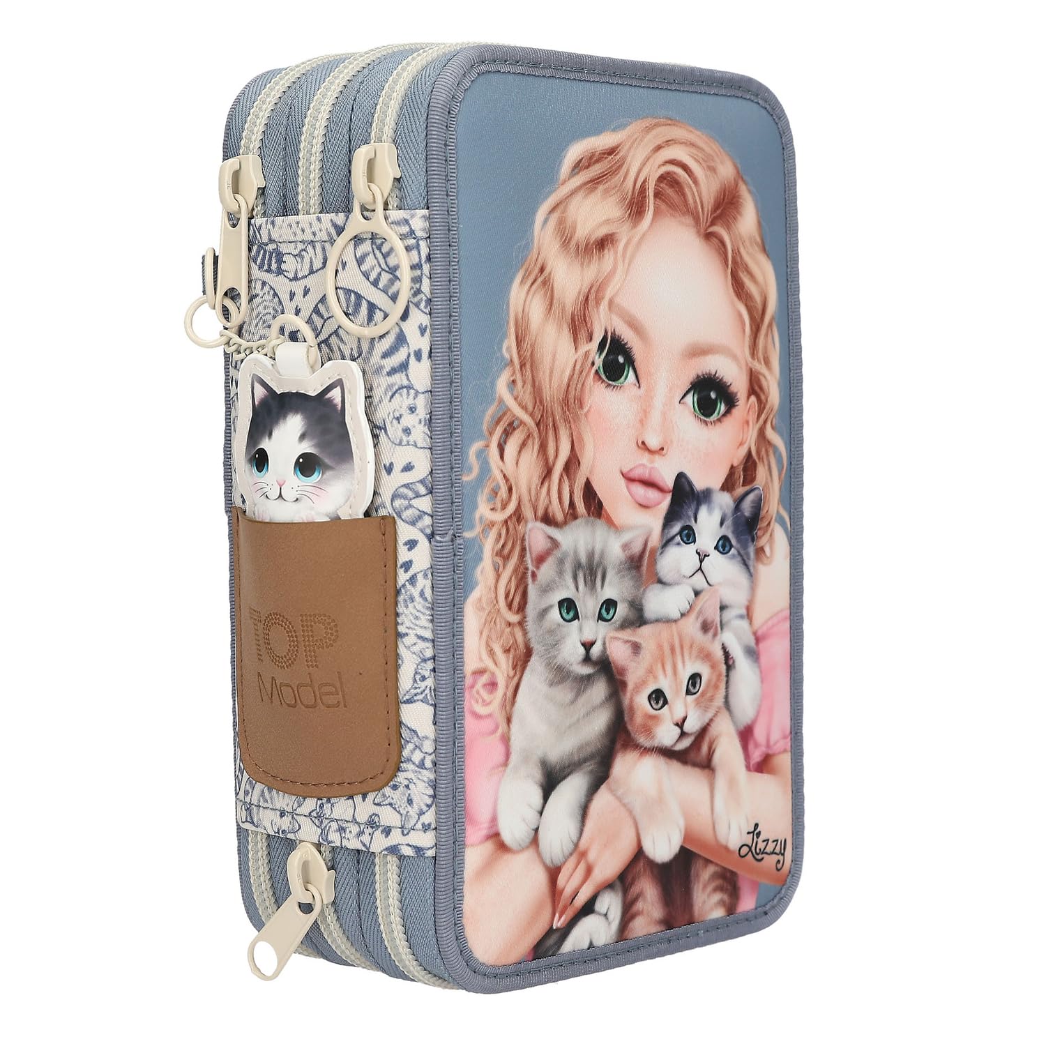 Depesche TOPModel 3 Compartment Pencil Case Cat Love Gifts for Girls, Multicoloured, TOPModel Cat Love, Multicoloured, TOPModel Cat Love