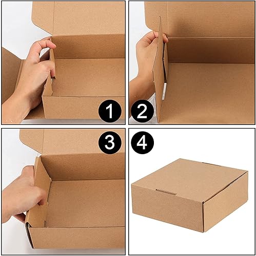 Miniatura 5 de HAKZEON Paquete de 100 cajas de envío marrones de 4 x 4 x 2 pulgadas, cajas de cartón corrugado, cajas de regalo pequeñas de cartón a granel, cajas