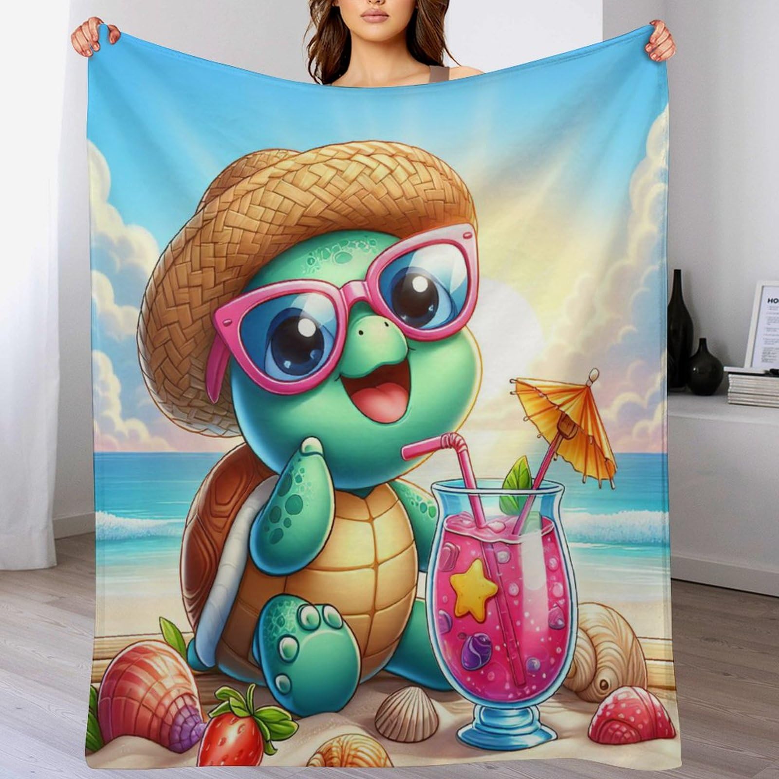Manta de tortuga súper suave de 140x180 cm ideal para tardes de sofá y cama