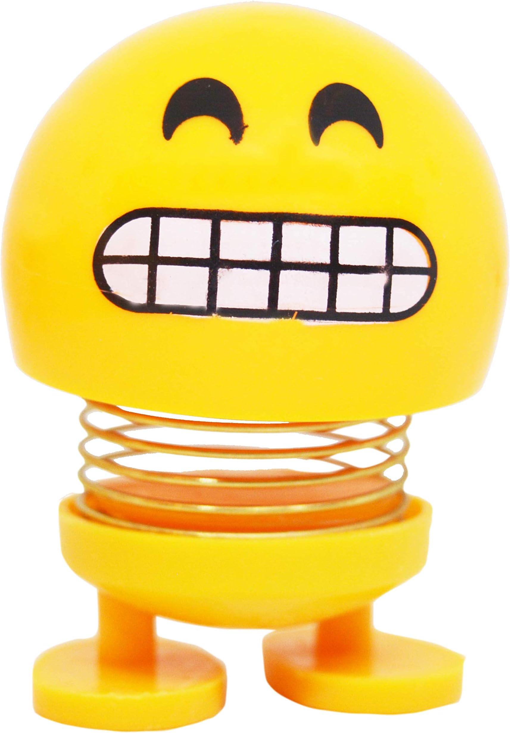Saubhaya Global Emoji Face with Grimmacing Spring Doll, Cute Emoji Bobble Head. Emoticon Figure Funny Smiley Face Springs for Car Dashboard Expression Toys (1 Pc)