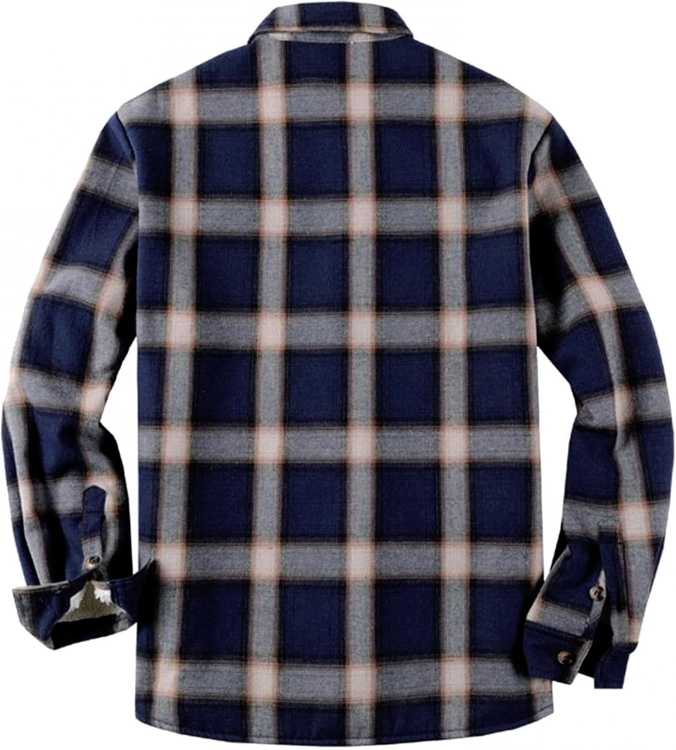 Beotyshow Mens Sherpa Fleece Lined Flannel Shirt Jacket Long Sleeve Button Down Plaid Winter Jacket - Image 3
