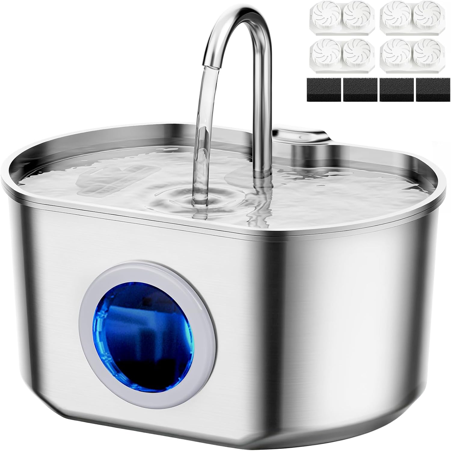 Stainless Steel Cat Water Fountain 74oz – Automatic Pet Dispenser with 4 Filters Stainless Steel Cat Water Fountain 74oz – Automatic Pet Dispenser with 4 Filters