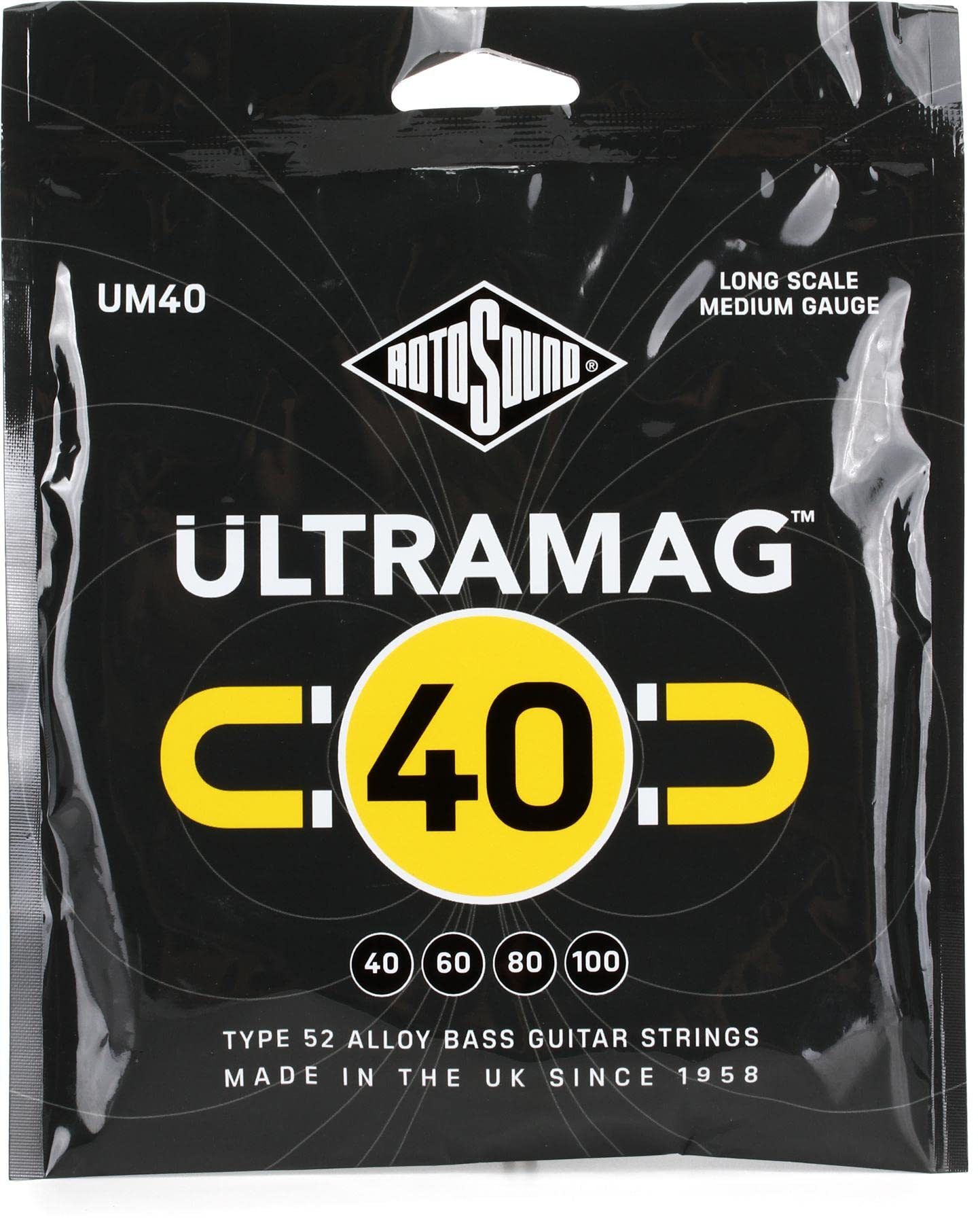 Rotosound strings for electric bass ULTRAMAG 52 ALLOY ROUNDWOUND 4-str. UM40 Medium 40-100,Grey