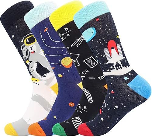 BONANGEL Men's Fun Dress Socks-Colorful Funny Novelty Crew Socks Pack,Crazy Socks Gifts for Men