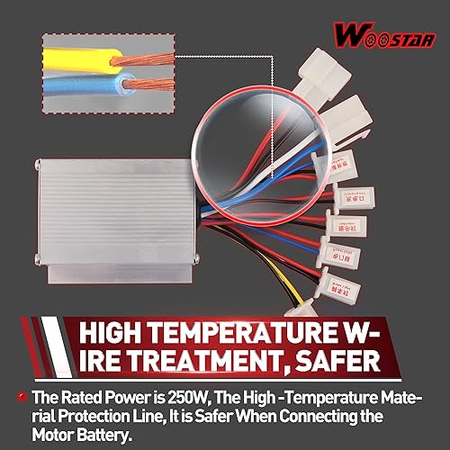 Vista 18 de WOOSTAR Controlador de velocidad de motocicleta 24 V 500 W reemplazo para scooter eléctrico e bicicleta triciclo cepillo