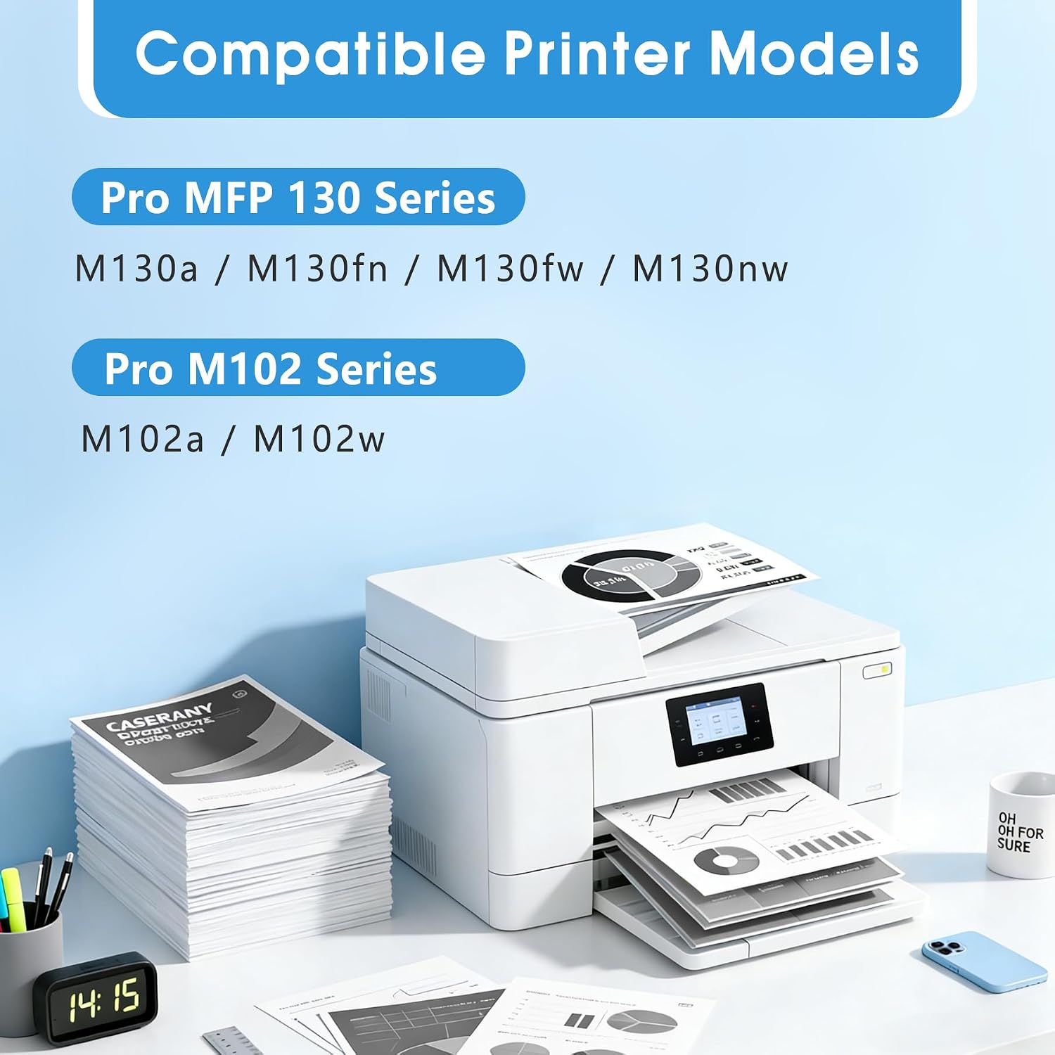 17A Black Toner Cartridge, Replacement for HP 17A CF217A, for Pro M102a M102w, Pro MFP M130a M130fn M130fw M130nw Printers, 2 Pack