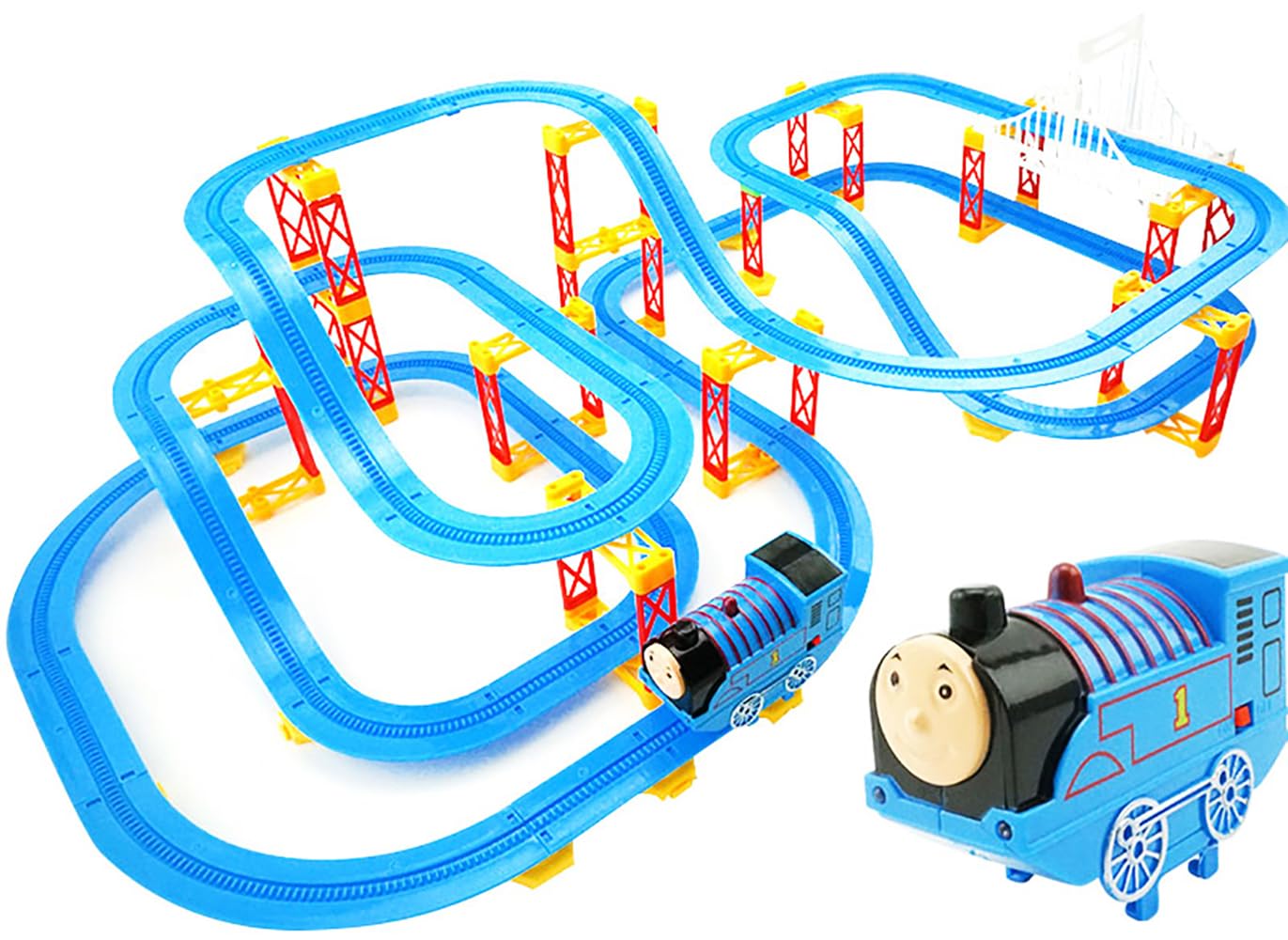 Kiditos Electric Powered Train Track Set Motorized Engine DIY Self-Assemble Multi-Level Track Builder Set (115 Pcs) with Realistic Sound & Flashing Lights for Kids Boys & Girls Ages 3+ Years (B08KJD8N4H) Amazon Price History, Amazon Price Tracker
