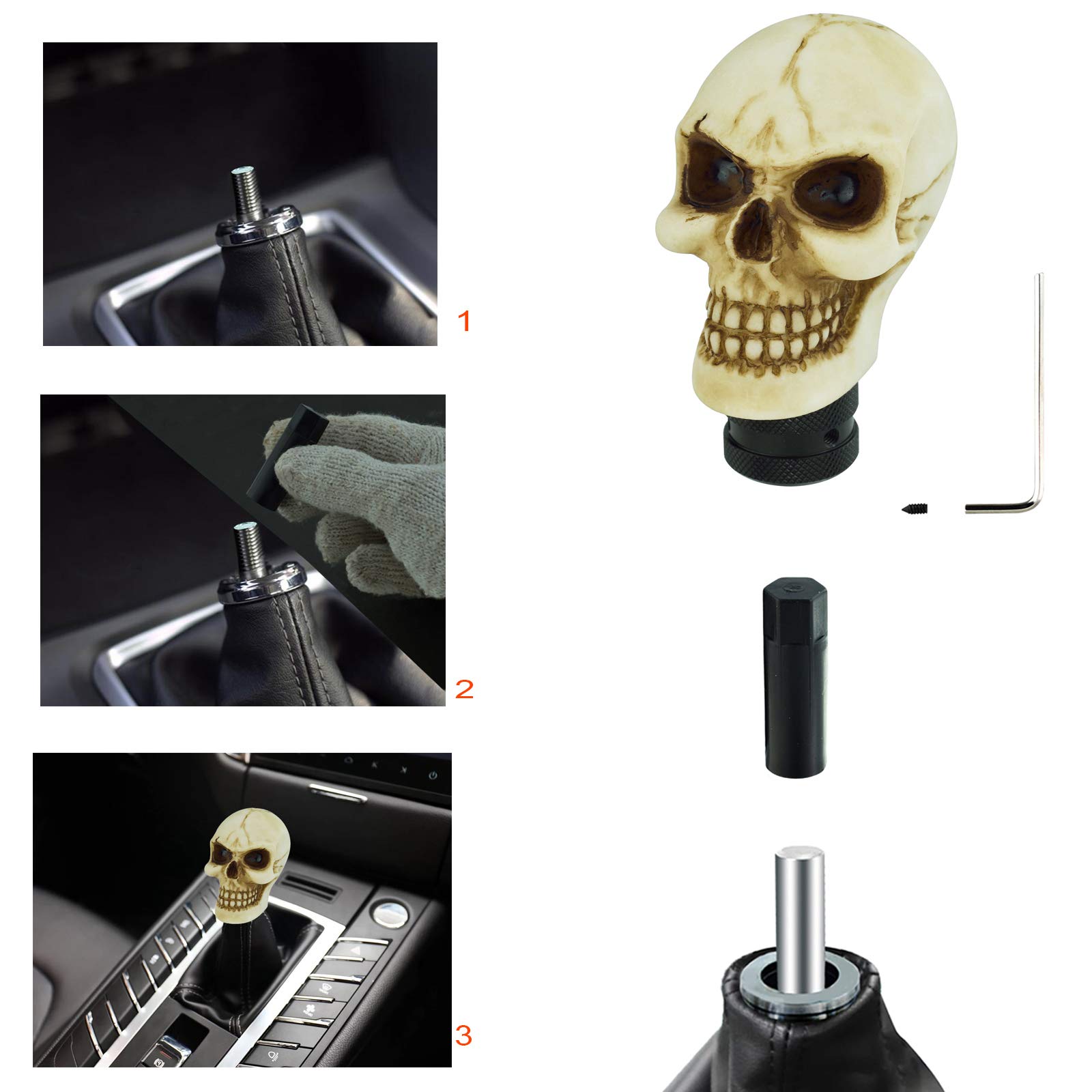 Lunsom Skull Gear Stick Shifter Knob, Resin Gear Shift