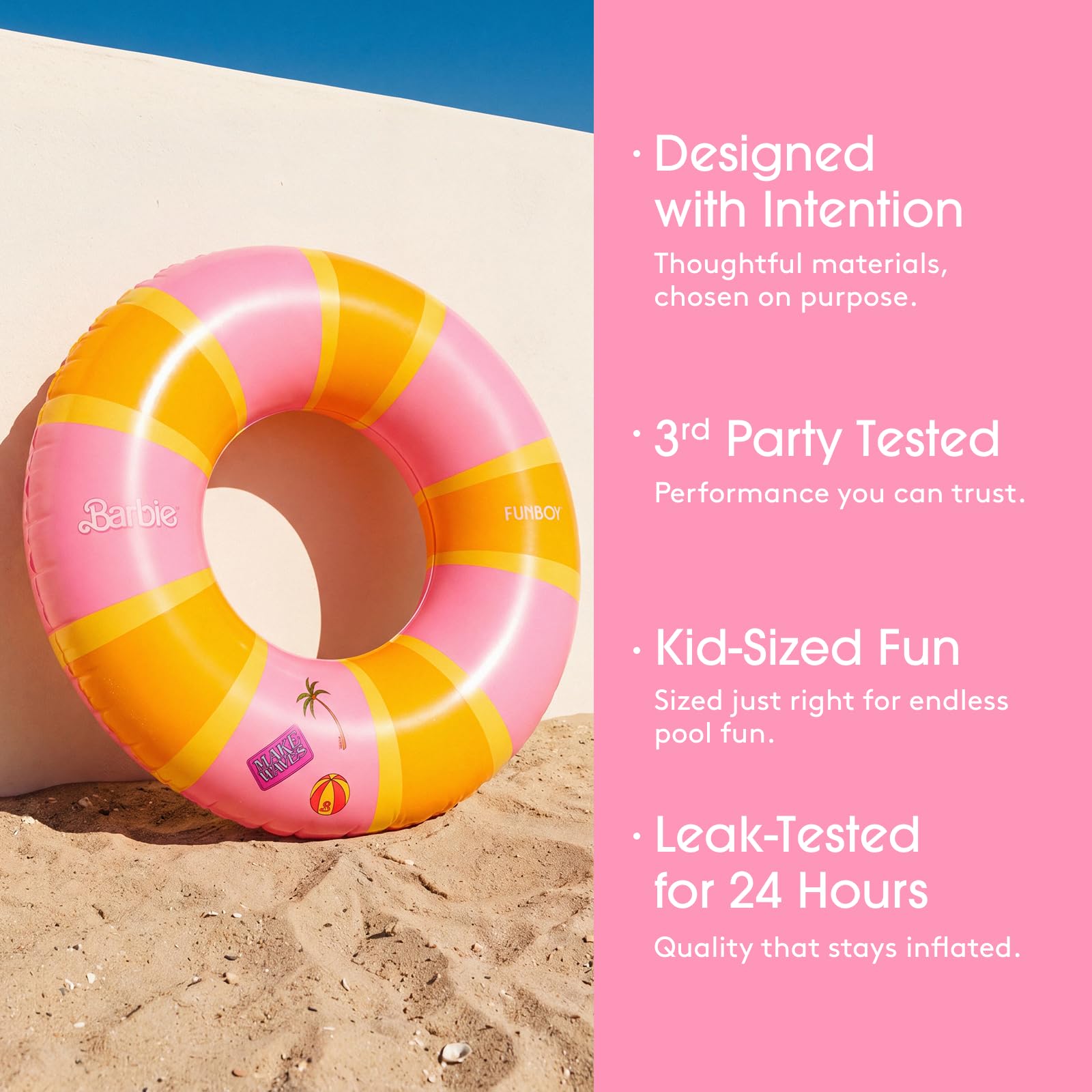 Barbie & FUNBOY Bouée flottante pour enfants – 86,4 cm pour fête de piscine, anniversaire, plaisir d'été