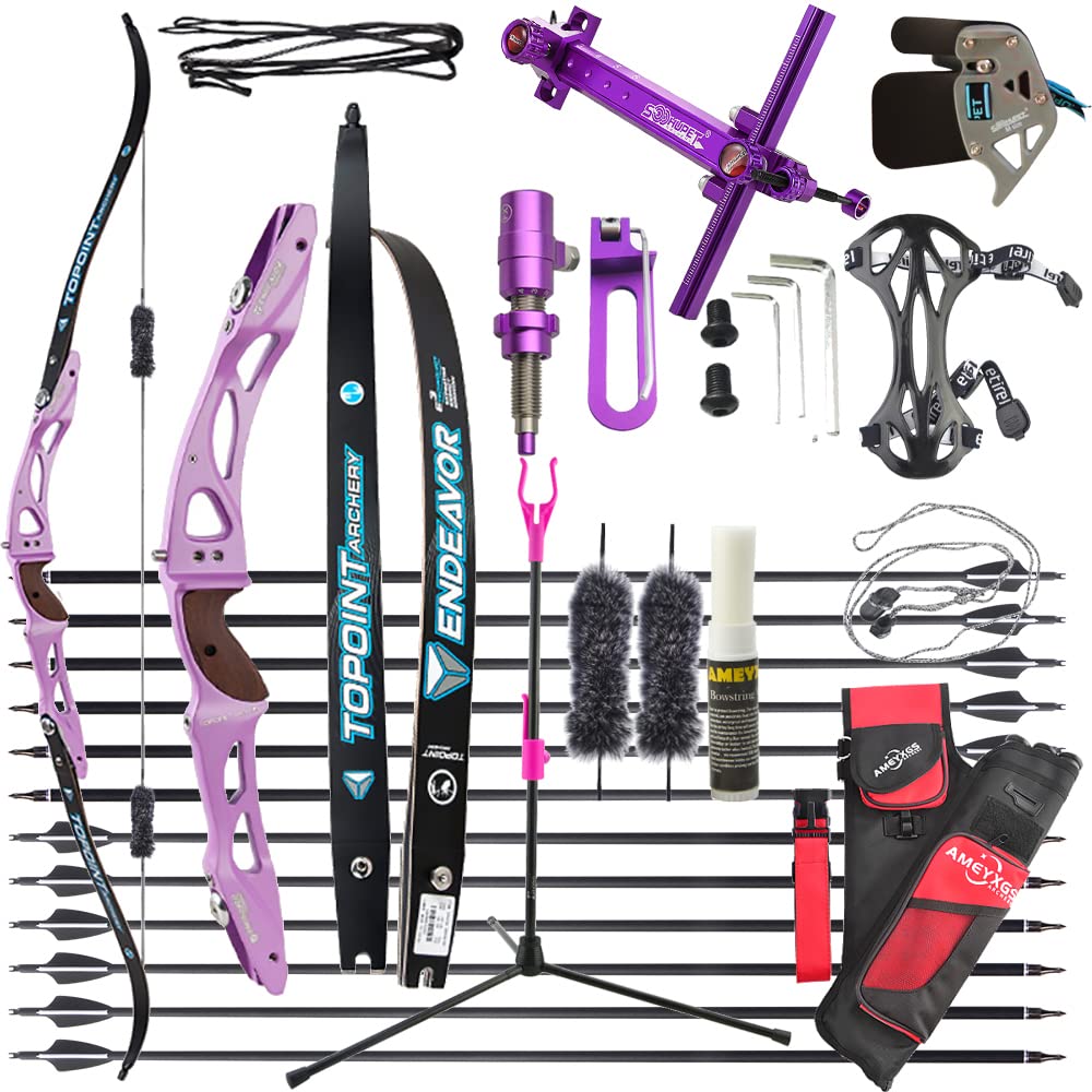 wolfman 18-44 Lbs Recurve Bow Set Adult ILF Bow Riser CNC Machined Aluminum Alloy Archery Competition Bow Arrow Set Huntingbow Right Handed for Training Shooting Compete