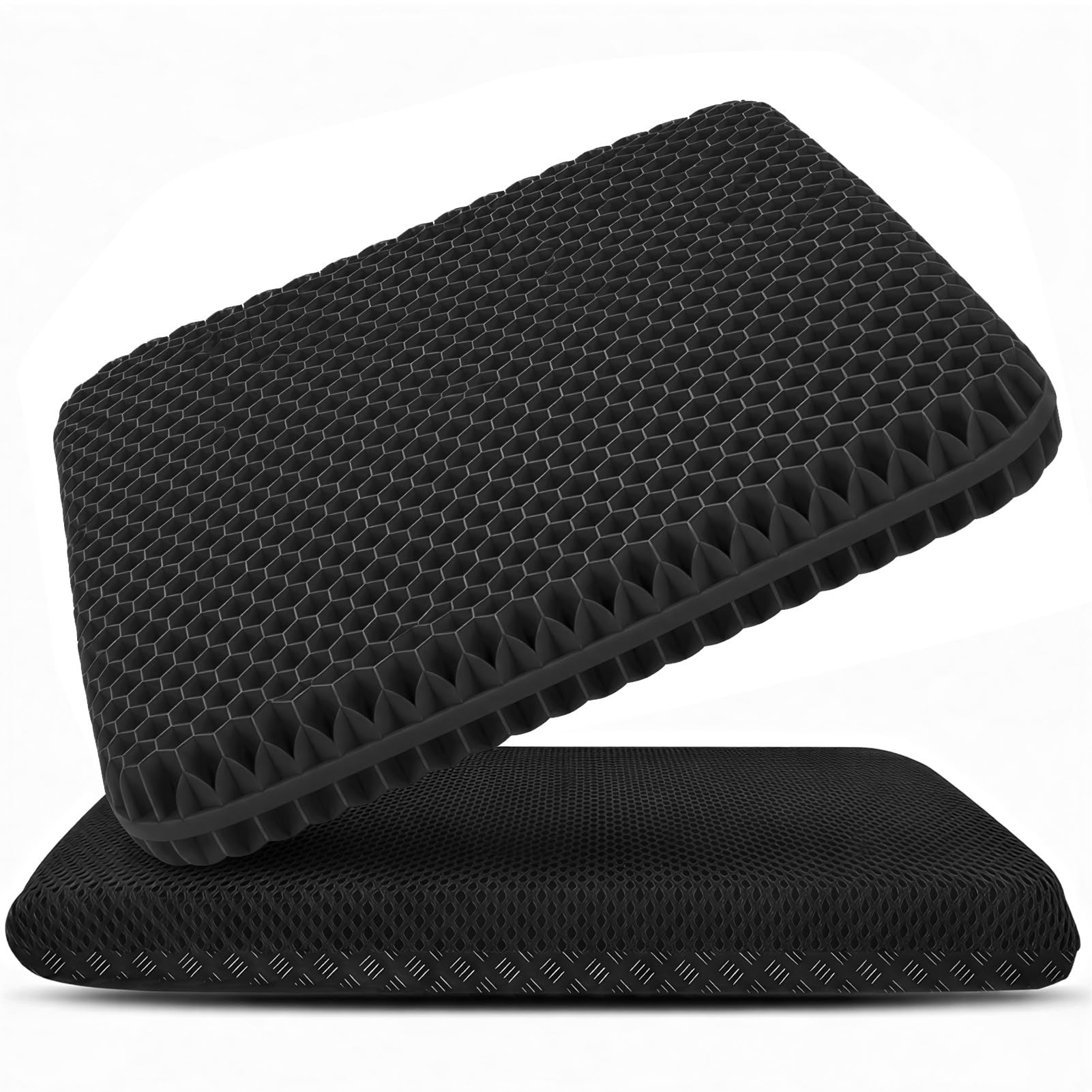 Cuscino per Sedia da Ufficio,Cuscino in Gel,Cuscino Antidecubito,a Nido d’ape-Antiscivolo,Traspirante e con Fodera Rimovibile,Adatto per Sedie da Ufficio,Sedili Auto e Sedie da Casa (nero, 40*36*3.5)