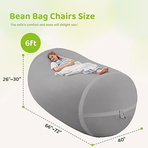 Miniatura 274 de HABUTWAY Puf gigante de 2 pies para adultos, con relleno de espuma viscoelástica, puf grande con funda de terciopelo holandés extraíble para sala de