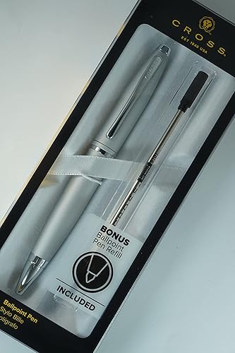 Miniatura 8 de Cross Calais Silver Satin barril característico banda media y bolígrafo de cita pulido y repuesto negro adicional