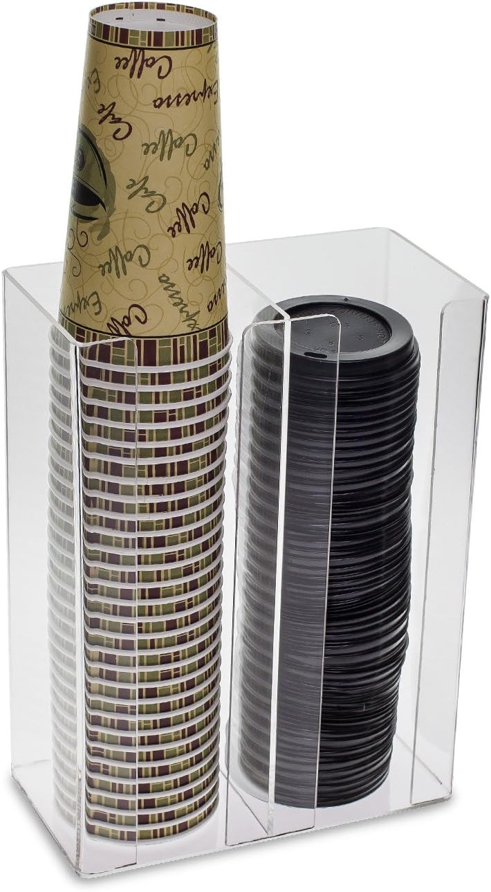 SOURCEONE.ORG Deluxe Clear Acrylic Coffee Cup/Lid Soda Fountain Organizer Wall Mount or Counter Top Use