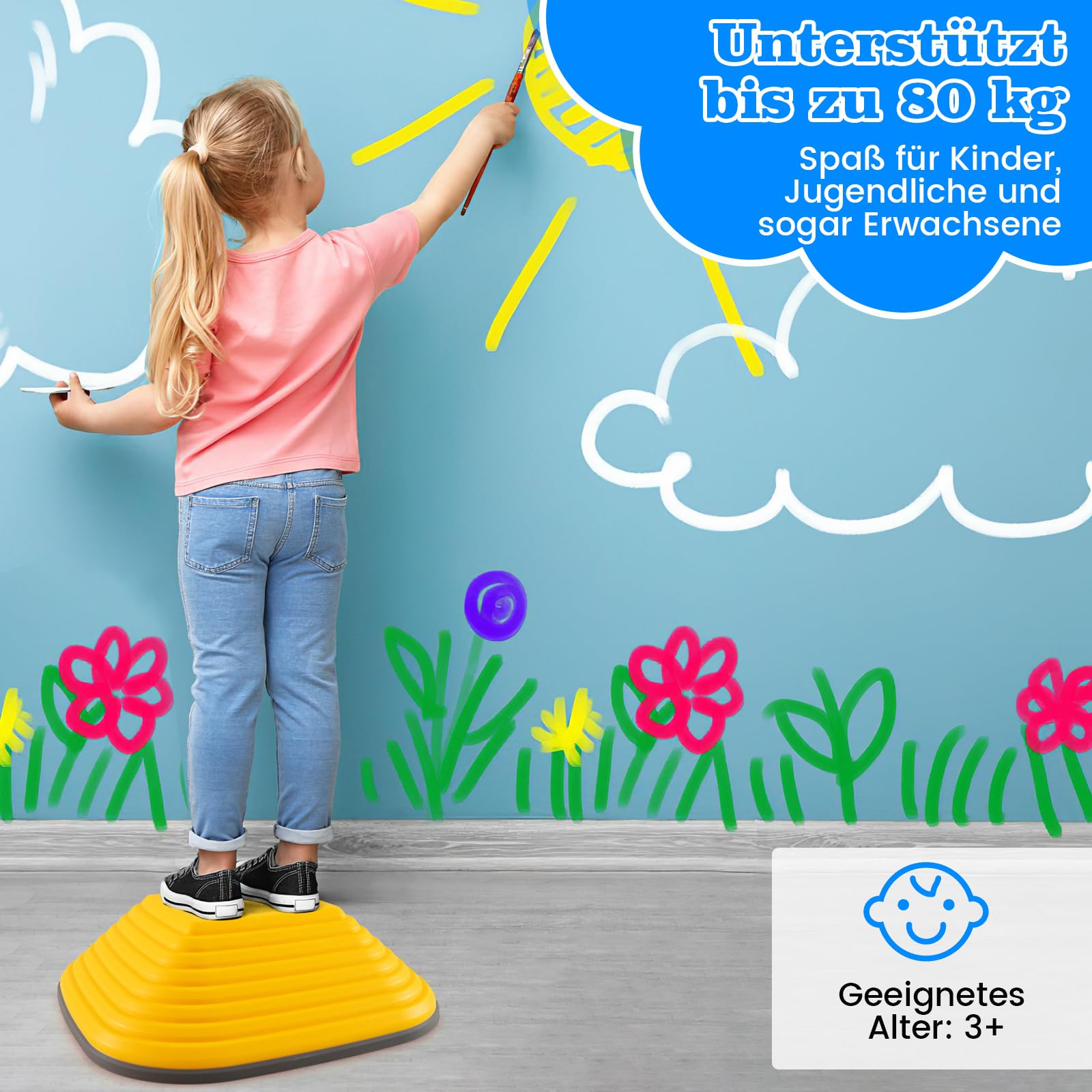 COSTWAY Balanciersteine für Kinder, Stapelsteine rutschfest, Flusssteine für Indoor & Outdoor, Stepping Stones bis 80 kg Belastbar, Trittsteine, Sensorisches Spielzeug ab 3 Jahren