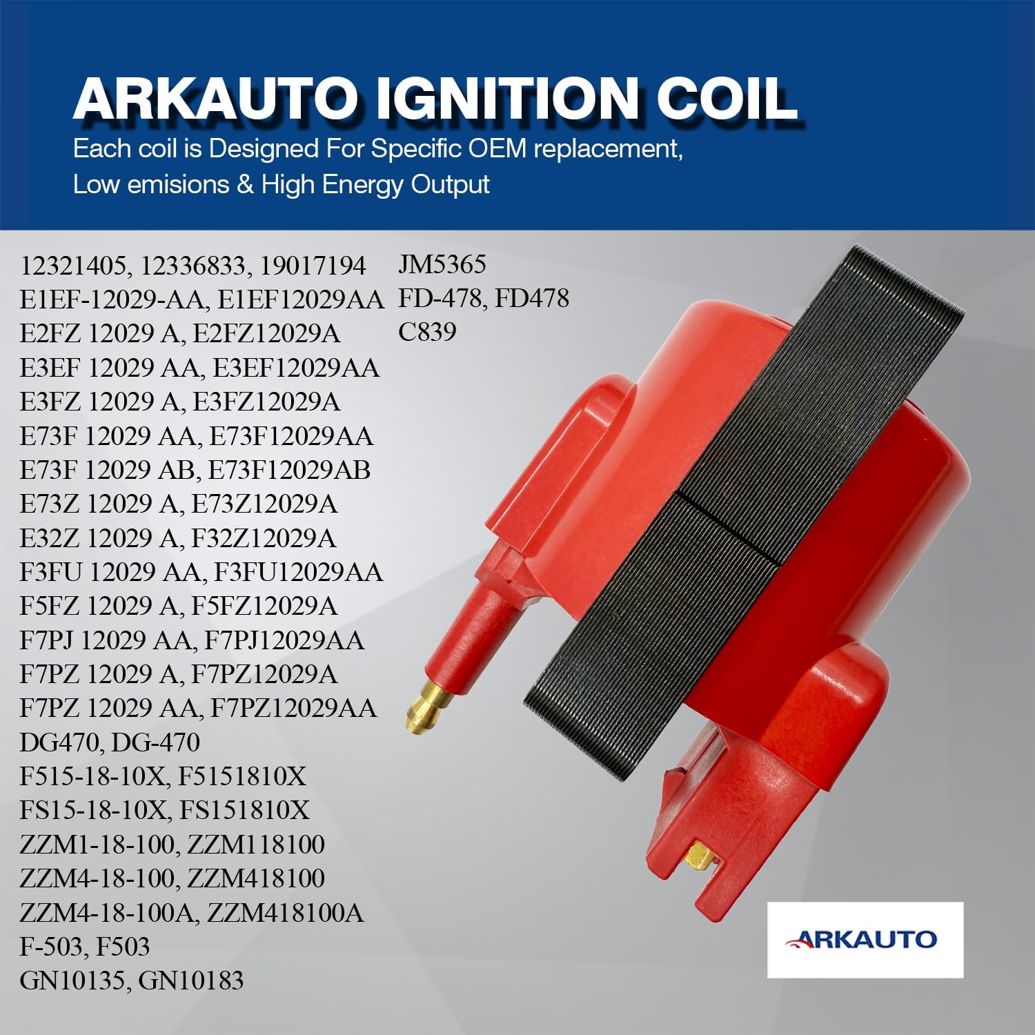High Spark Energy Ignition Coil DG470 FD478 for Ford F-150 F-250 F-350 Ranger Taurus Mustang for Lincoln Town Car for Mercury Sable Cougar for Mazda 7.5L 5.8L 5.0L 3.8L outboard Engine Boat