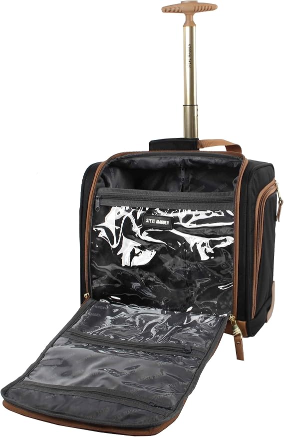 Steve Madden Designer Luggage Collection - 3 Piece Softside Expandable Lightweight Spinner Suitcase Set - Travel Set Includes an Under Seat Bag, 20-Inch Carry on and 28-Inch Checked Suitcase, Harlo