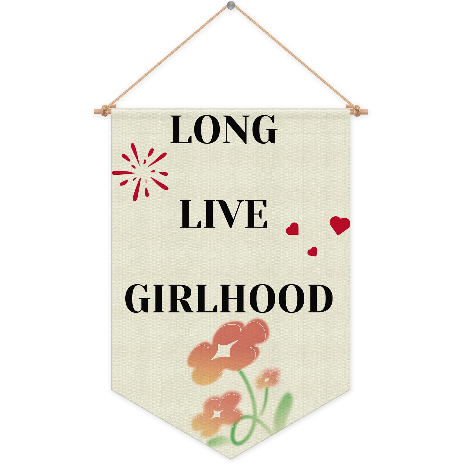 Playroom Wall Banner Girl Room Banner Nursery Decor Hanging Pennant Flag Wall Decor for Kids Room Gift for Nursery Playroom Bedroom Baby Toddler Teen Kids Girl Christmas Birthday Gift Linen