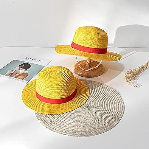 Miniatura 2 de Sombrero de paja Luffy sombrero de cosplay sombreros para Halloween, disfraz de actuación, sombrero de paja para hombres, mujeres y niños, correa