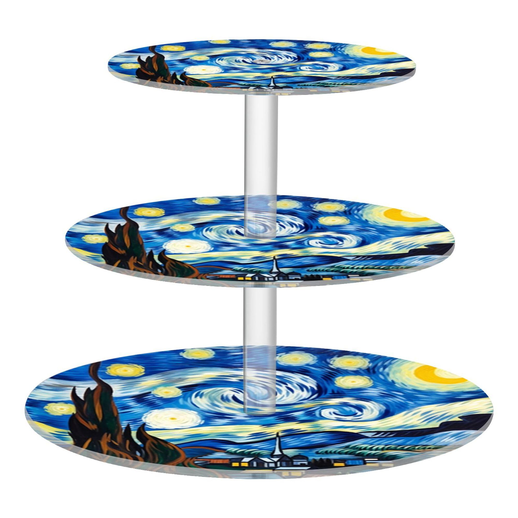 PYBUG Starry Night 3 Tier Acrylic Cupcake Stands Tower,Dessert Table Display Set for Tea Party,Wedding,Birthday, Baby Shower