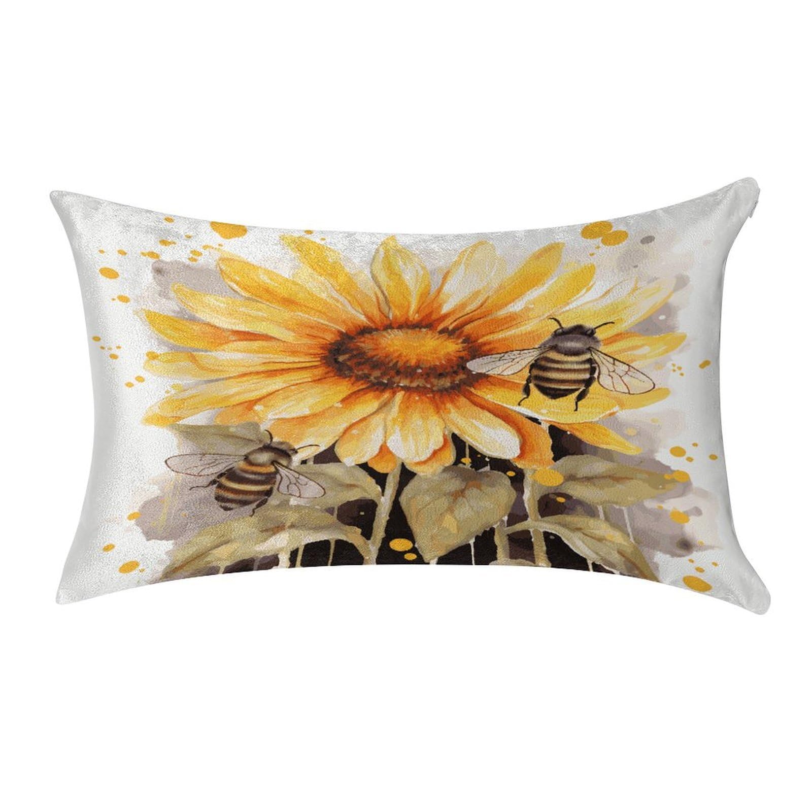FekiLoot Blackboard Bees Sunflowers Pillow Covers Luxury Velvet Oblong Pillowcases Rectangular Throw Pillows Case Decorative Velvet Cushion Covers Ultra Soft Lumbar Pillow Shells 12 X 20 in