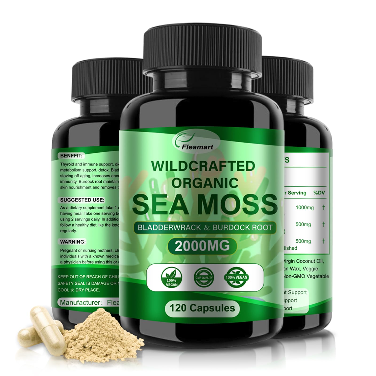 Sea Moss Capsules with Raw Sea Moss, Wildcrafted Bladderwrack, Burdock Root — Amazon image 7