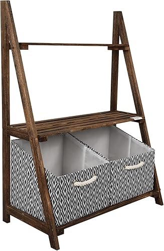 Babion Estante de escalera de baño, estante de escalera de baño de 3 niveles, estante de almacenamiento de suelo con cesta, estante de torre