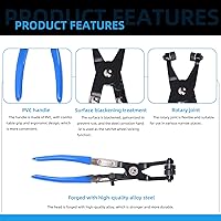 Vista 3 de Glarks Juego de 9 alicates de abrazadera de manguera flexibles azules, pinzas de alambre de largo alcance, alicates de abrazadera de manguera, kit