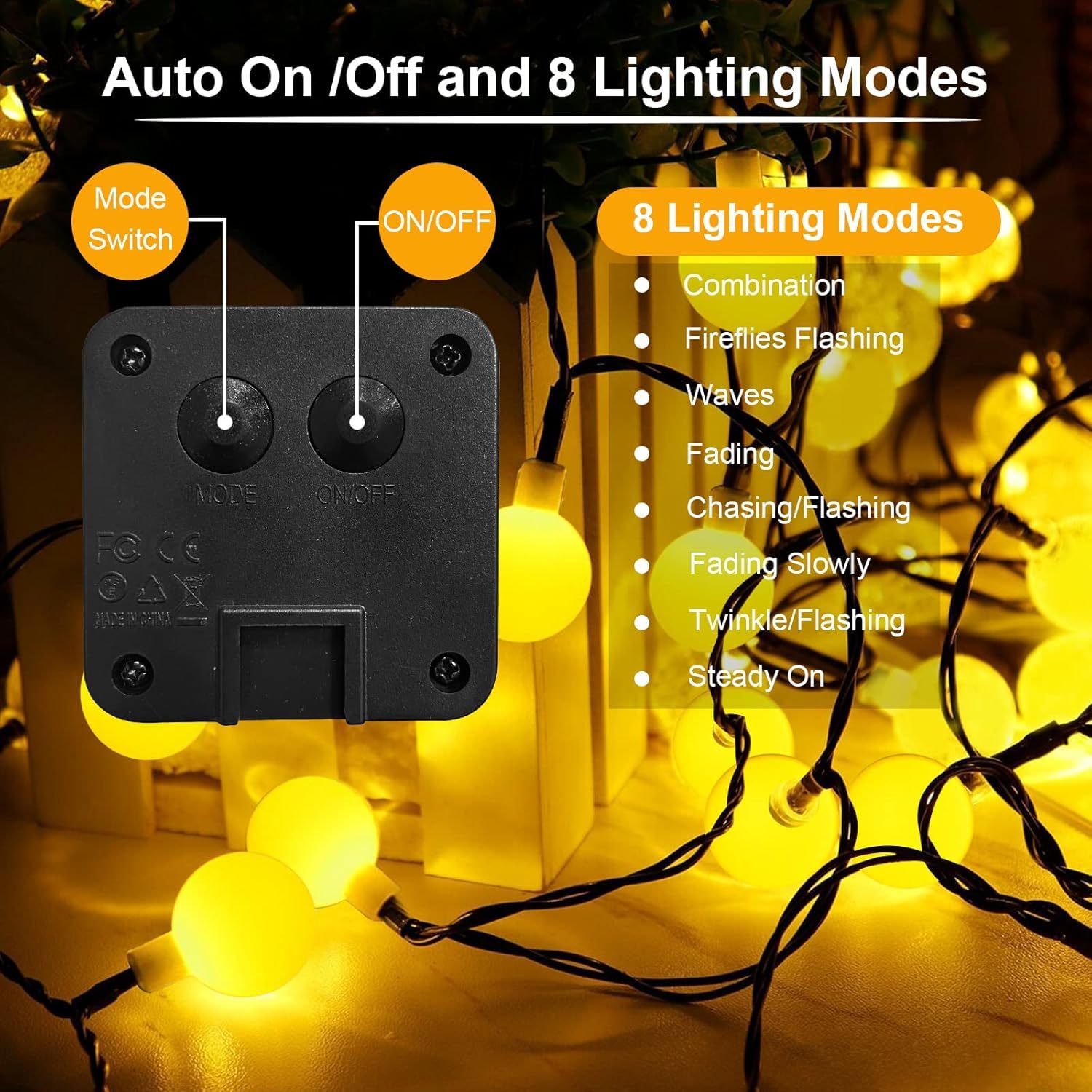 SIOOUI Solar Garden Lights Outdoor, 12m/39ft 100 LED Solar String Lights, Waterproof Fairy Light with 8 Modes - Image 4